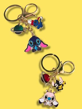 Stitch & Friends Bag Charm / Keychain with Charms - Set of 2